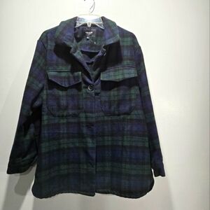 Ookie & Lala Plaid Flannel Shacket Big Shirt Pockets L
